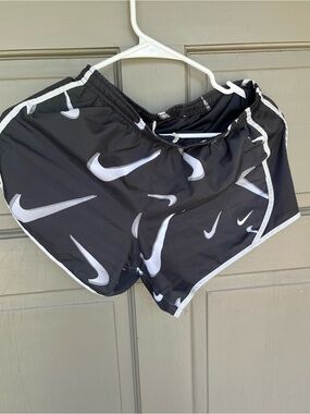 Nike Black Shorts with White Swoosh Print